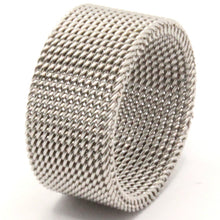 Load image into Gallery viewer, Stainless Steel Tall Flexible Braided Mesh Design Wedding Band Ring 10mm

