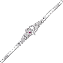 Load image into Gallery viewer, 14K White Gold Fancy Dolphin Diamond Cut Bracelet 3mm Wide, 12mm Center H Clasp
