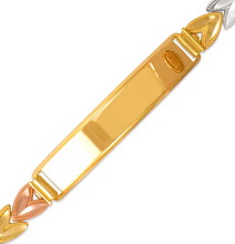 Load image into Gallery viewer, 14K Tri Color Gold Faceted DC Guadalupe ID Bracelet 6mm Wide 8mm Center 7" Chain
