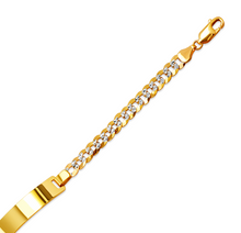 Load image into Gallery viewer, 14K White Pave Gold Curb Light ID Bracelet Chain 7mm/5mm  7" Engraving Available
