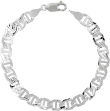Load image into Gallery viewer, 925 Sterling Silver Flat Mariner Link Chain Bracelet 7mm 1/4 inch Wide 7" Long
