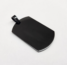 Load image into Gallery viewer, Stainless Steel Black Dog Tag 2 x 1 1/4 Thick Plate with/out 30 inch Ball Chain
