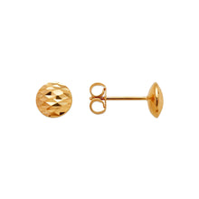 Load image into Gallery viewer, 14K Real Yellow Gold Diamond Cut Curved Ball Stud Earrings 7mm
