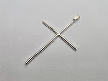 Load image into Gallery viewer, 925 Sterling Silver Large Plain Tubular Cross Pendant 3 Inch Tall (75mm)
