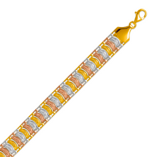 Load image into Gallery viewer, 14K Tricolor Gold Bohemian Style Gypsy Boho Hand Chain Bracelet 11mm Wide 7"~8"
