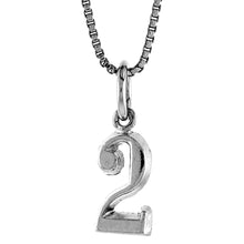 Load image into Gallery viewer, 925 Sterling Silver Small Fancy Number 2 Charm Pendant 7/16 (11mm) Inch Tall
