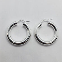 Load image into Gallery viewer, Sterling Silver 5mm Thick Tube Hoop Earrings Plain Polished 3/4-2 3/8 inch Round
