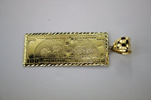 Load image into Gallery viewer, 10K Yellow Gold Hundred Dollars Diamond Cut Pendant Charm 3 sizes
