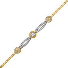 Load image into Gallery viewer, 14K Two Tone Gold 6mm Center, 1mm Ladies Bracelet High Polished Fancy Chain

