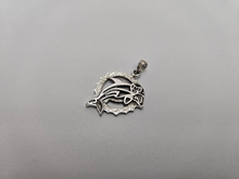 Load image into Gallery viewer, 925 Sterling Silver Round Dolphin Cutout Pendant 7/8 Inch (22mm) Tall
