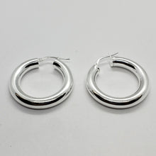 Load image into Gallery viewer, Sterling Silver 5mm Thick Tube Hoop Earrings Plain Polished 3/4-2 3/8 inch Round
