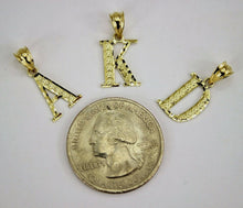 Load image into Gallery viewer, 10K Solid Yellow Gold Diamond Cut Small Initial Alphabet Letter Pendant Charm
