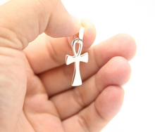 Load image into Gallery viewer, 925 Sterling Silver Dainty Simple Ankh Cross Pendant 1inch 27mm without bail
