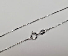Load image into Gallery viewer, 925 Sterling Silver Fine Thin Rhodium Finish Box Chain Necklace 0.8mm 16" to 18"
