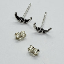 Load image into Gallery viewer, 925 Sterling Silver Tiny Moon Stud Earrings 3/8 inch for Girl Women (10mm Wide)
