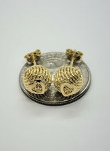 Load image into Gallery viewer, 14K Yellow Gold Round Ball with Heart Stud Earrings
