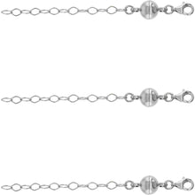Load image into Gallery viewer, Sterling Silver 8mm Magnetic Ball Clasp Converter Rhodium Finish 2inch Extension
