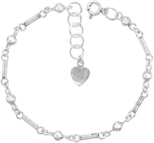 Load image into Gallery viewer, 1/8 inch wide Sterling Silver Rope Bar Linked Beads Anklet for Women 4mm 9" 10"
