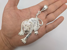 Load image into Gallery viewer, 925 Sterling Silver Growling Panther Pendant Diamond Cut 3 (75mm) Inch Tall
