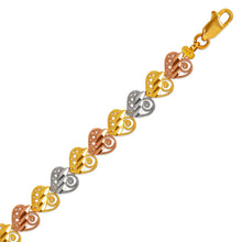 Load image into Gallery viewer, 14K Tri Color Gold Faceted Diamond Cut Bracelet 8 mm 7" Chain Brazalete tricolor
