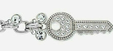 Load image into Gallery viewer, Jeweled White Crystal Key Chain Key Ring Clear 1 1/4 inch 33mm Round 4 inch long

