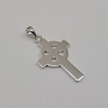 Load image into Gallery viewer, 925 Sterling Silver Large Flat Plain Celtic Cross Pendant 1 1/8 (28mm) Inch Tall

