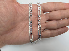 Load image into Gallery viewer, 925 Sterling Silver Beveled Edge Figarucci Link Chain Necklace 6.5mm 7" to 30"
