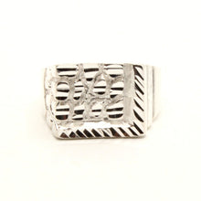 Load image into Gallery viewer, 925 Sterling Silver Large Diamond Cut Finish Square Nugget Ring 9/16 Inch Wide
