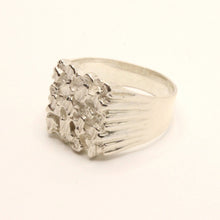 Load image into Gallery viewer, 925 Sterling Silver Detailed Square Nugget Ring 5/8 Inch Wide, Sizes 8-13
