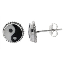 Load image into Gallery viewer, 925 Solid Sterling Silver Yin Yang Stud Earrings 3/8 inch (10mm) for Women Girl
