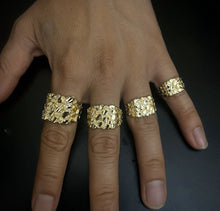 Load image into Gallery viewer, Authentic 14k Gold Nugget Ring Manly Small Medium Large Extra Large Sizes 6-13
