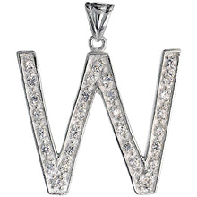 Load image into Gallery viewer, 925 Sterling Silver CZ Block Initial Letter Alphabet Pendant 1 5/8 Inch Wide

