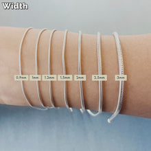 Load image into Gallery viewer, Sterling Silver Snake Chain Necklaces &amp; Bracelets 1.5mm Sizes 7 - 30 inch
