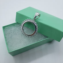 Load image into Gallery viewer, Sterling Silver Cubic Zirconia Dime Bezel CZ Halo 18 mm Coins Prong Back 10 cent
