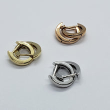 Load image into Gallery viewer, 14K Yellow White Rose Gold Elegant High Polished Huggie Hoop Earrings 2x10mm
