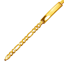 Load image into Gallery viewer, 14K Yellow Gold Figaro Chain ID Bracelet 8mm/6mm 7" 7.5" 8" Engraving Available
