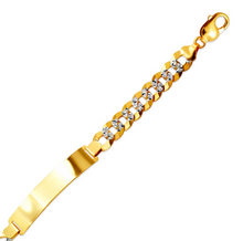 Load image into Gallery viewer, 14K White Pave Gold Curb Light ID Bracelet 10mm/9mm  Wide 8" Engraving Available
