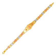 Load image into Gallery viewer, 14K Tri Color Gold Faceted Diamond Cut Guadalupe ID Bracelet 6mm / 13mm 7" Chain

