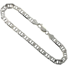 Load image into Gallery viewer, 925 Sterling Silver Flat Mariner Link Chain Diamond Cut Necklace 5.8mm 7" to 30"
