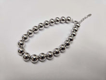 Load image into Gallery viewer, 925 Sterling Silver Solid High Polished Rhodium Bead Ball Bracelet 8mm, 7" Long
