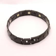 Load image into Gallery viewer, Tungsten Carbide Black Faceted Links Magnetic Therapy Bracelet, 1/2 Inch Wide
