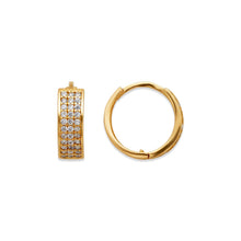 Load image into Gallery viewer, 14K Gold Hoop Earrings Sparkling Accents Elegant Huggie Style for Women 4.5x14mm
