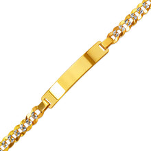 Load image into Gallery viewer, 14K White Pave Gold Curb Light ID Bracelet 7mm/6mm  7"~8" Engraving Available
