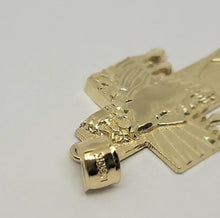 Load image into Gallery viewer, Authentic 10K Solid Gold Jesus Face on Cross Pendant Diamond Cut 2 inch Charm
