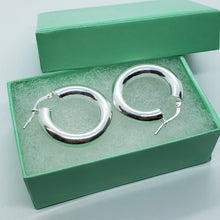 Load image into Gallery viewer, Sterling Silver 5mm Thick Tube Hoop Earrings Plain Polished 3/4-2 3/8 inch Round
