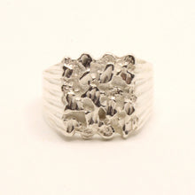 Load image into Gallery viewer, 925 Sterling Silver Detailed Square Nugget Ring 5/8 Inch Wide, Sizes 8-13
