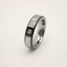 Load image into Gallery viewer, Tungsten Carbide Round Diamond Beveled Ceramic Edge Wedding Band Ring 6mm
