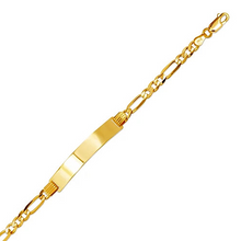 Load image into Gallery viewer, 14K Yellow Gold Figaro Concave ID Bracelet 7mm/5mm 7" 7.5" Engraving Available
