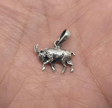 Load image into Gallery viewer, 925 Sterling Silver Charging Goat Charm Pendant Oxidized Finish 7/8 (22mm) Inch
