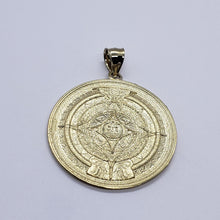 Load image into Gallery viewer, Authentic 14K Yellow Real Gold Aztec Round Calendar Pendant Charm Medal 3 Sizes
